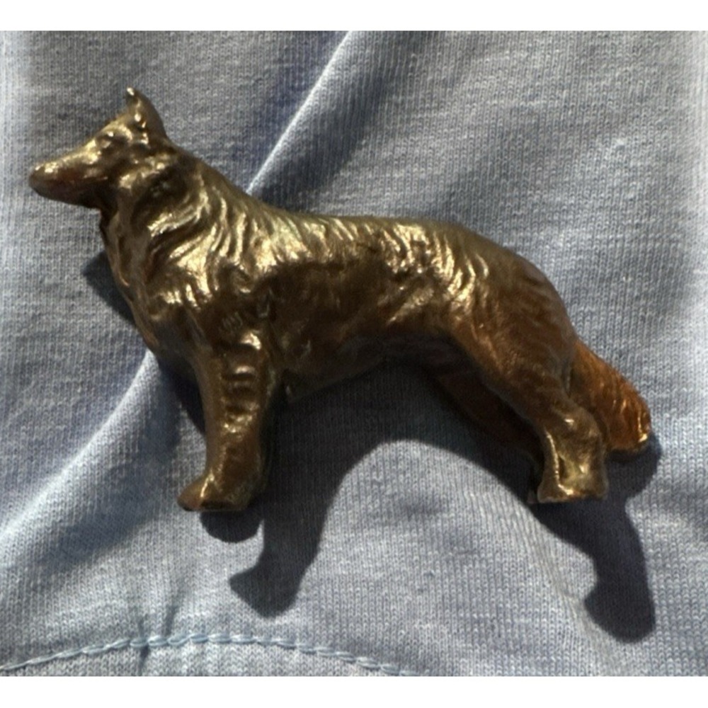 Small Cast Iron Metal German Shepherd Dog Canine Vintage 2" X 3"